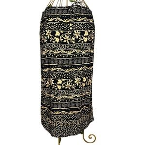 Notations Black and Cream Floral Beaded Bohemian Maxi Skirt - Women’s Size Large